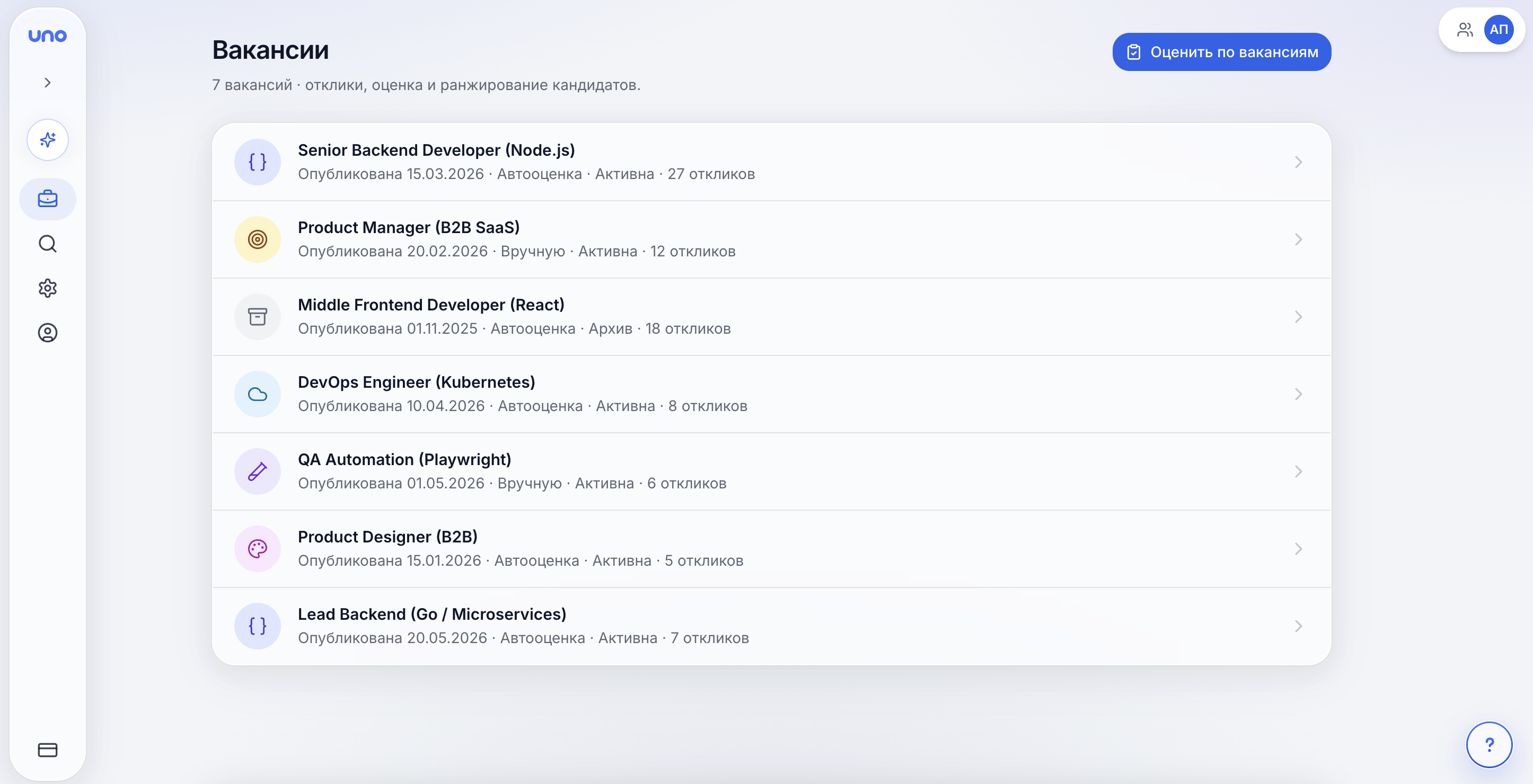 UnoHR — интерфейс сервиса